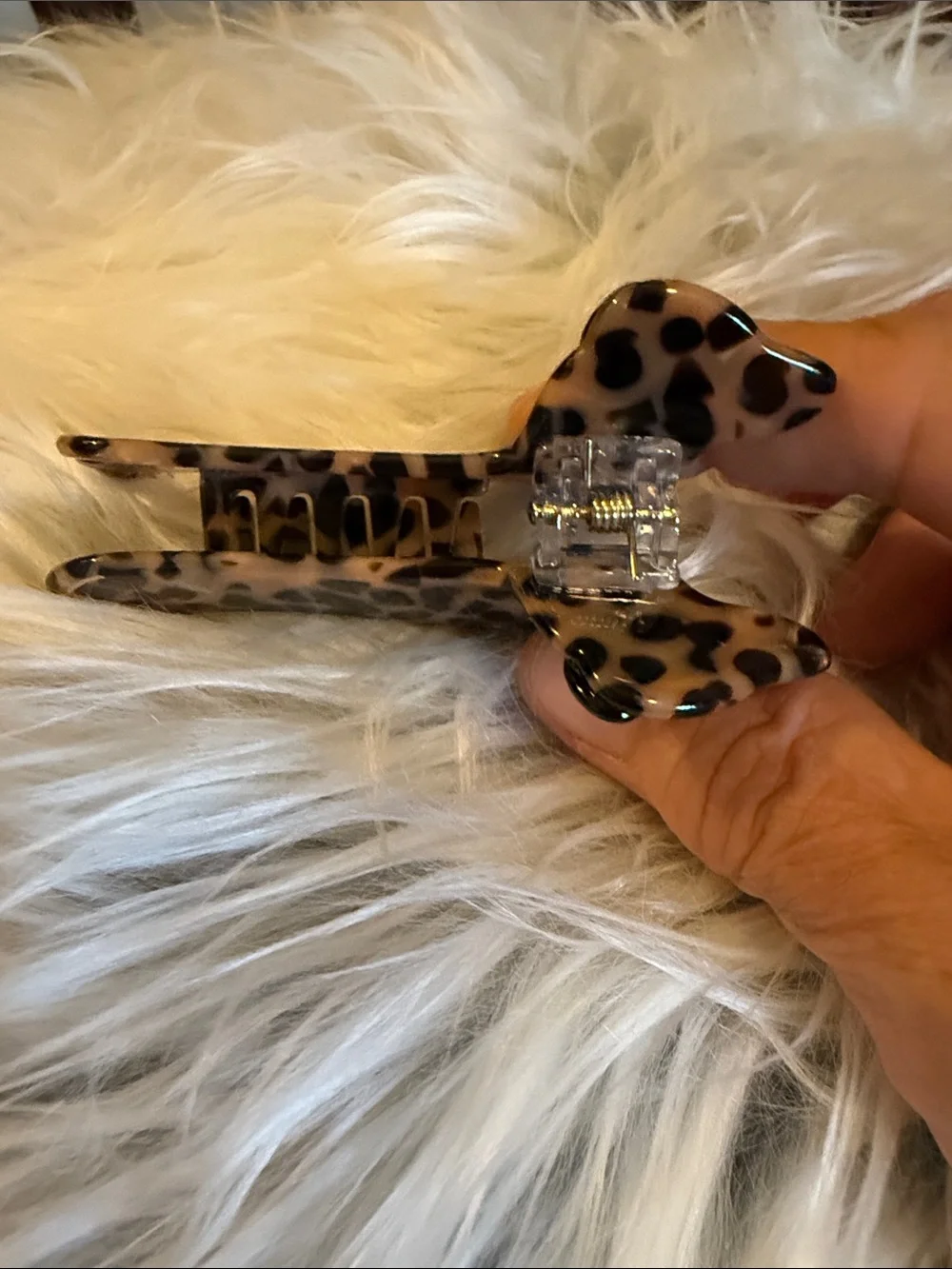 Leopard Print Dachshund Dog Hair Clamp - Brown and Black